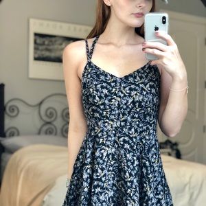 UO Kimchi Blue Black Flowered StrappyBack Sundress
